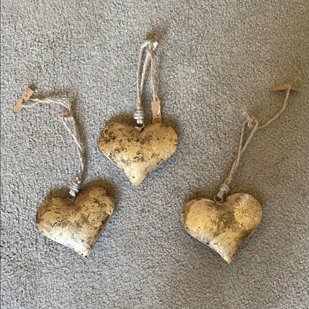Gold Heart-Shaped Holiday Ornaments